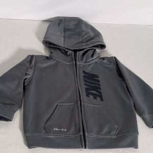Nike Toddler Charcoal Gray Full-Zip Hooded Dri-FIT Sweatshirt 18 mths